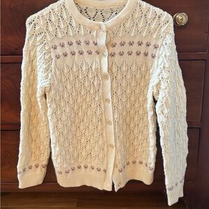 Elegant Cream Knit Cardigan Sweater